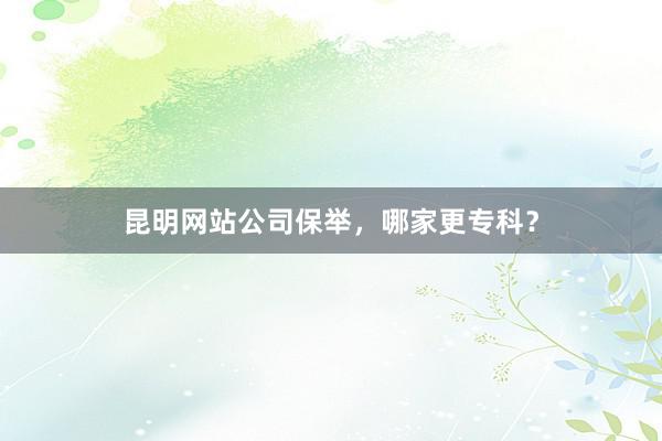 昆明网站公司保举，哪家更专科？
