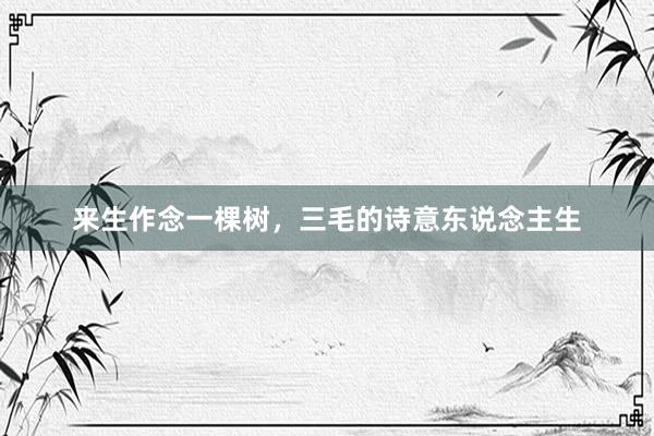来生作念一棵树，三毛的诗意东说念主生